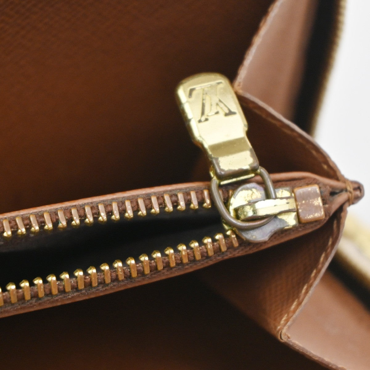 LOUIS VUITTON LV Logo 2 Set Zipper Wallet Monogram Damier Leather Brown 64KC511