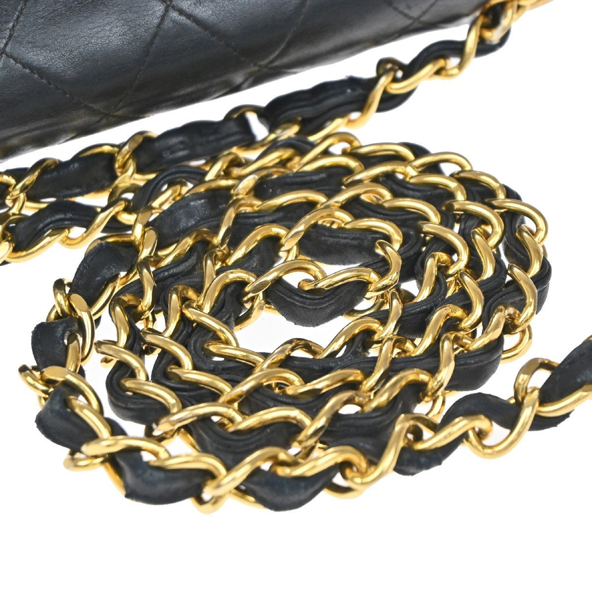 CHANEL Maxi Jumbo Matelasse 34 Chain Shoulder Bag Leather Black Vintage 356RF833