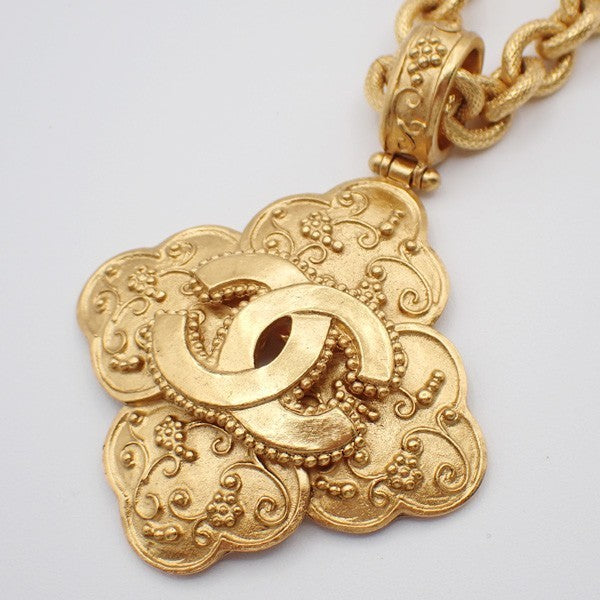 CHANEL CC Logos Chain Long Necklace Pendant 96A  Gold France Vintage 41RL486