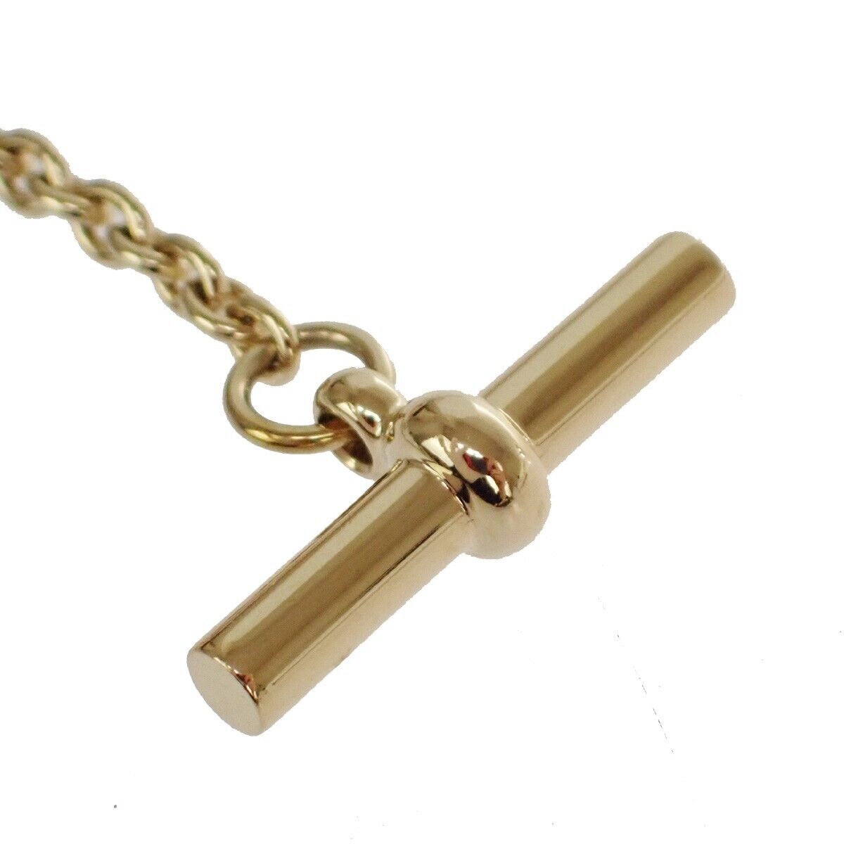 HERMES Logo Eurydice Chain Necklace Pendant Gold France Accessory 11RJ102