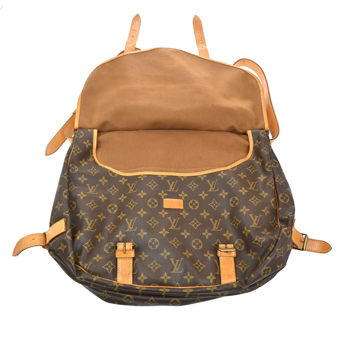LOUIS VUITTON Logo Saumur 43 Shoulder Bag Monogram Leather Brown M42252 11MA176