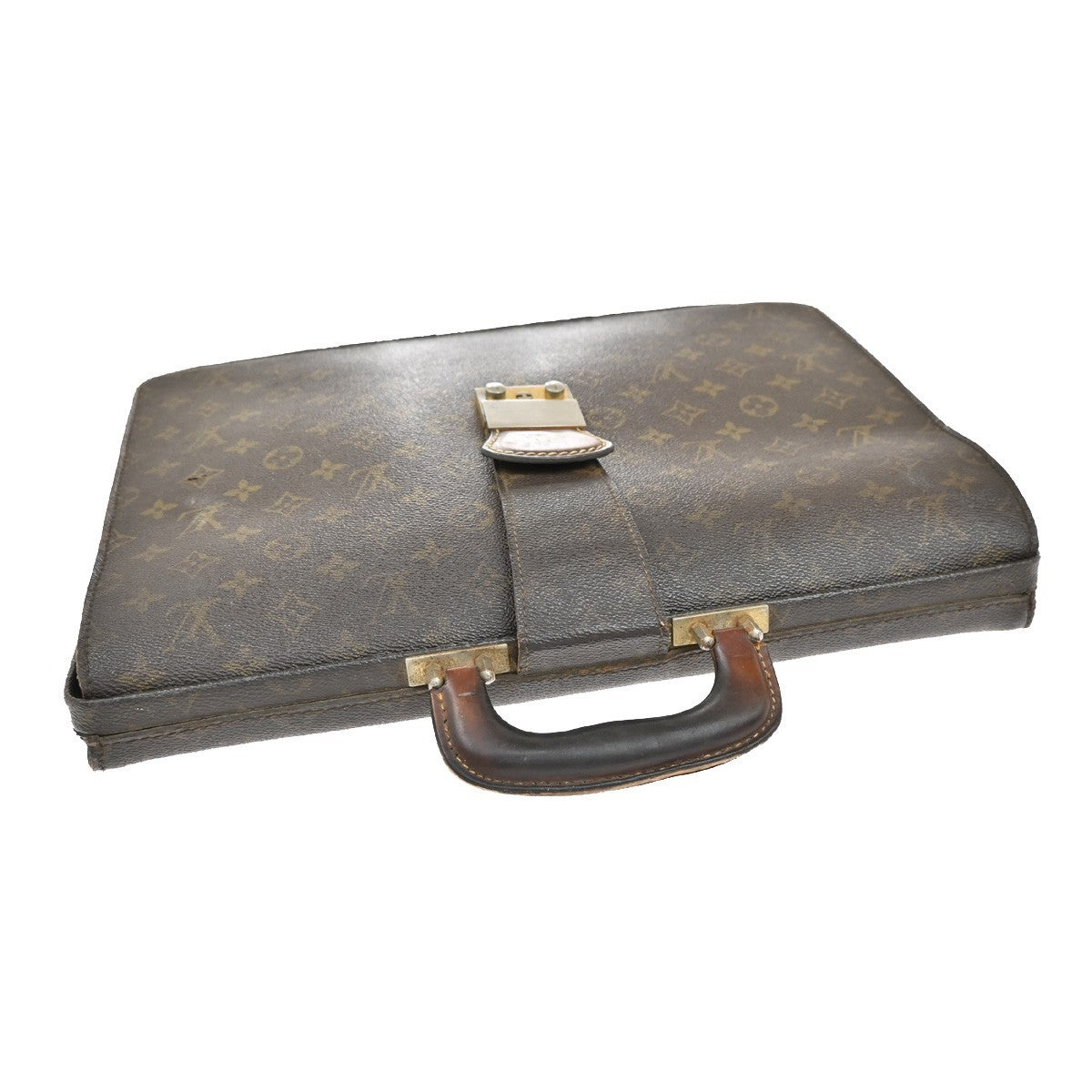 LOUIS VUITTON Serviette Fermoir Business Hand Bag Monogram Brown M53305 02KB490