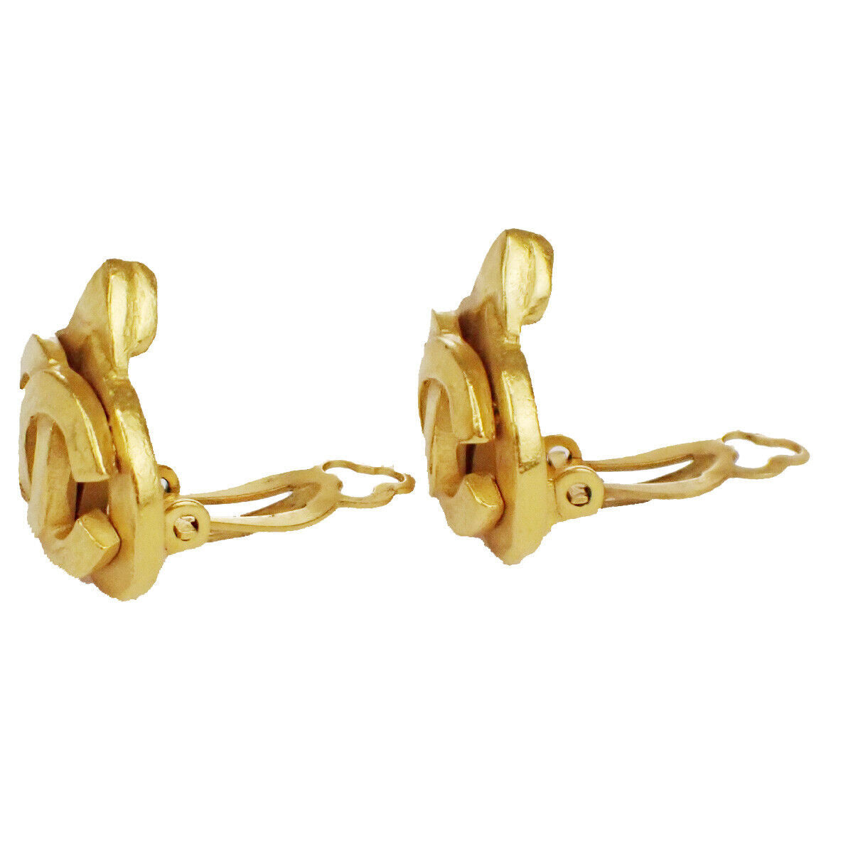 CHANEL CC Logo Button Earrings 97P Clip-On GHW France Accessory Vintage 97RH167
