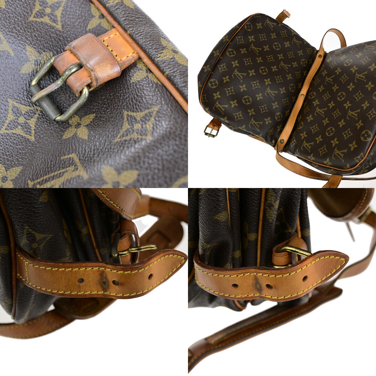 LOUIS VUITTON Logo Saumur 30 Shoulder Bag Monogram Leather Brown M42256 30YG704