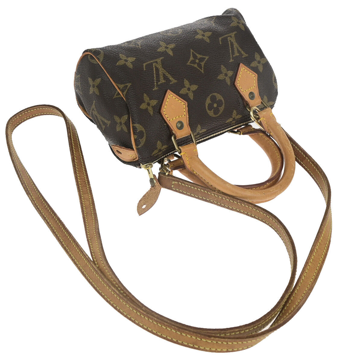 LOUIS VUITTON Mini Speedy 2Way Hand Bag Monogram Leather Brown M41534 97YF355