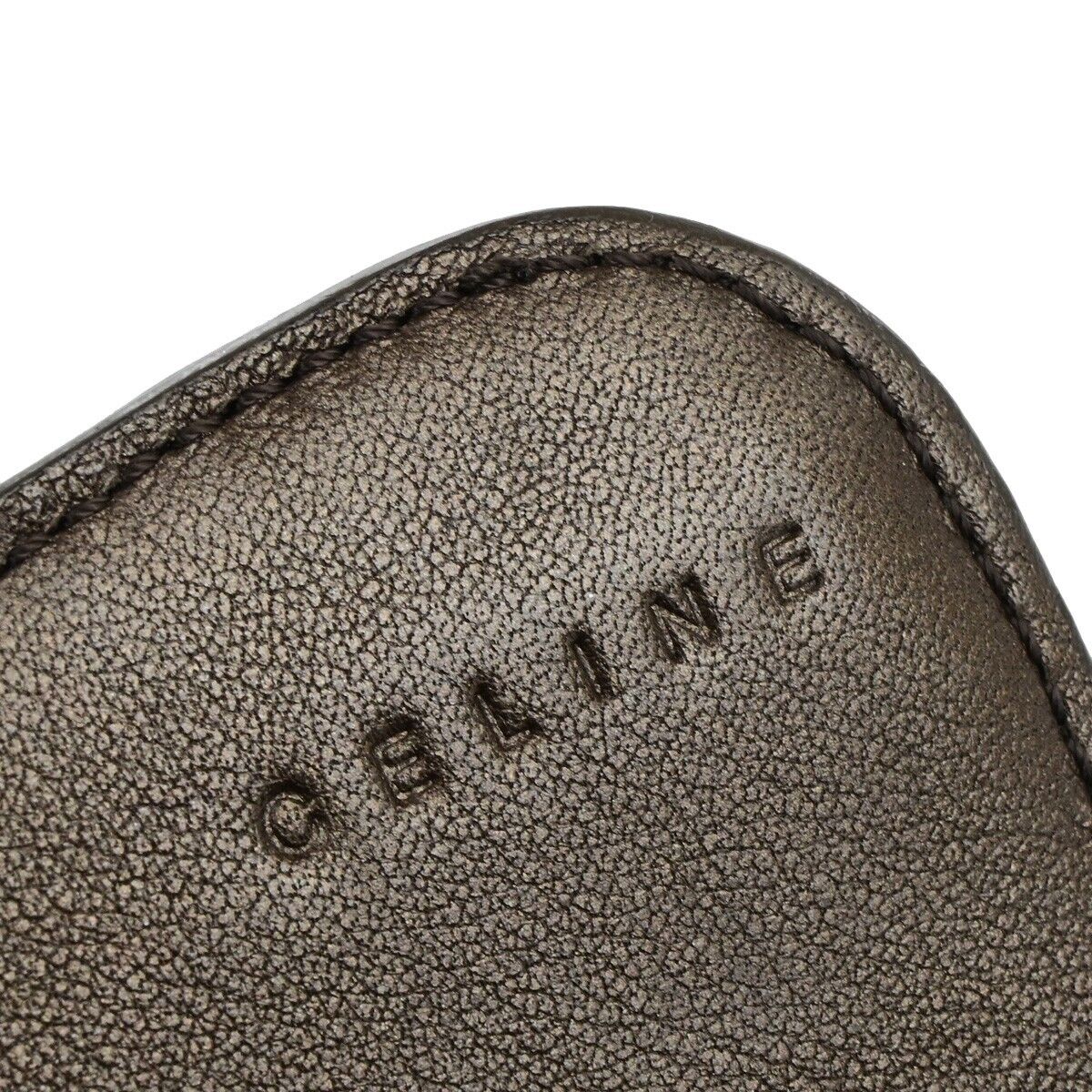 CELINE Logo Macadam Long Bifold Wallet Suede Leather Brown Gold 07KA509