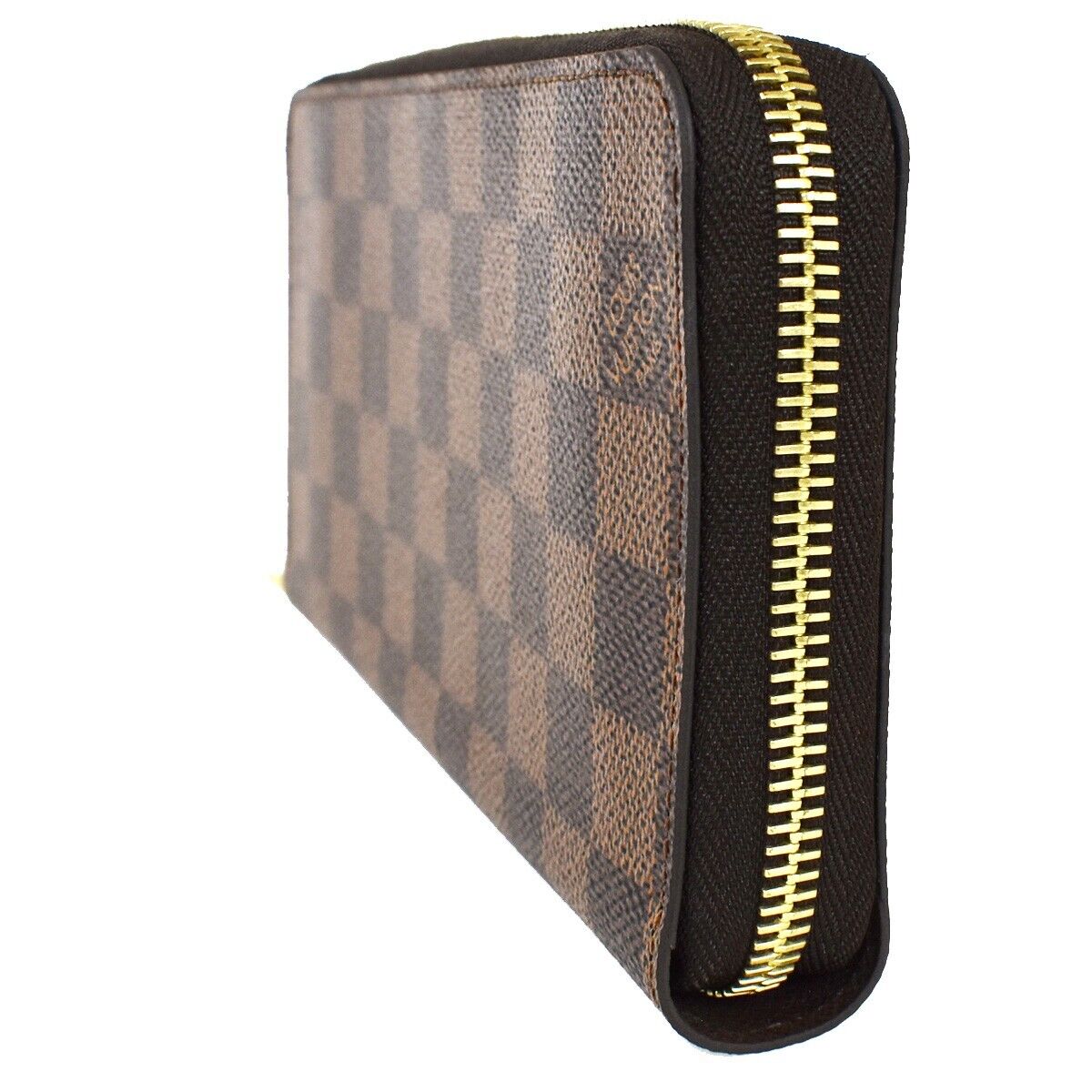 LOUIS VUITTON Zippy Wallet Long Bifold Purse Damier Leather Brown N60015 58RH687