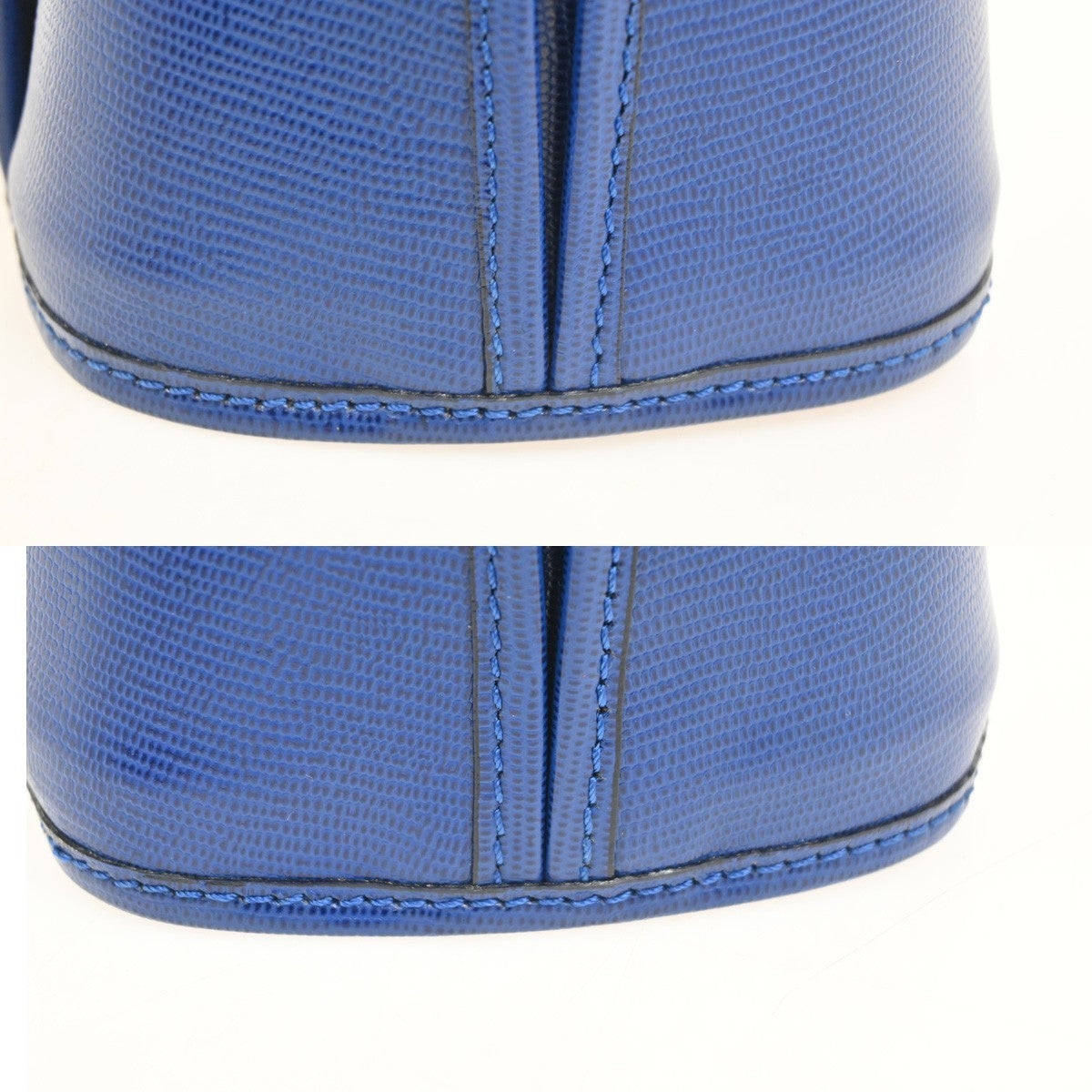 CELINE Circle Logo Handle Bag Embossing Leather Blue GHW Italy 38CA855