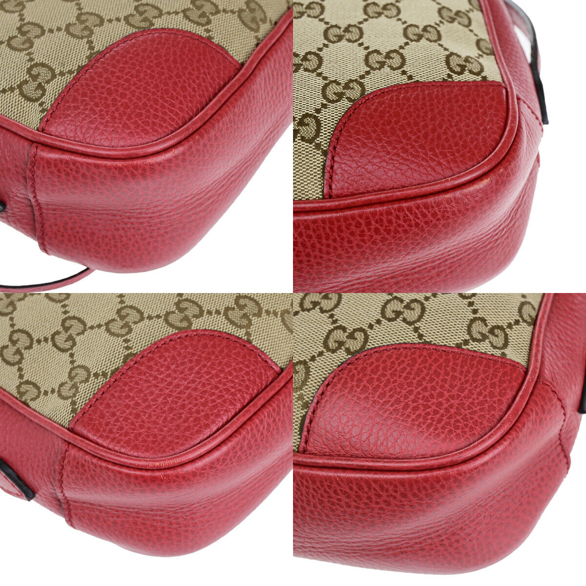 GUCCI GG Pattern Crossbody Shoulder Bag Canvas Leather Brown Red GHW 97RK010