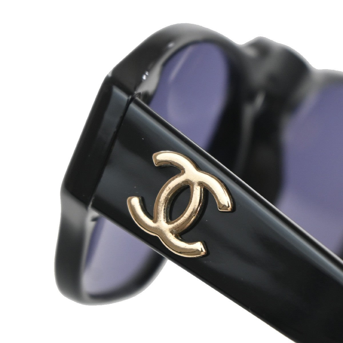 CHANEL CC Logos Sunglasses Eye Wear Plastic Black Navy 01452 63RQ046