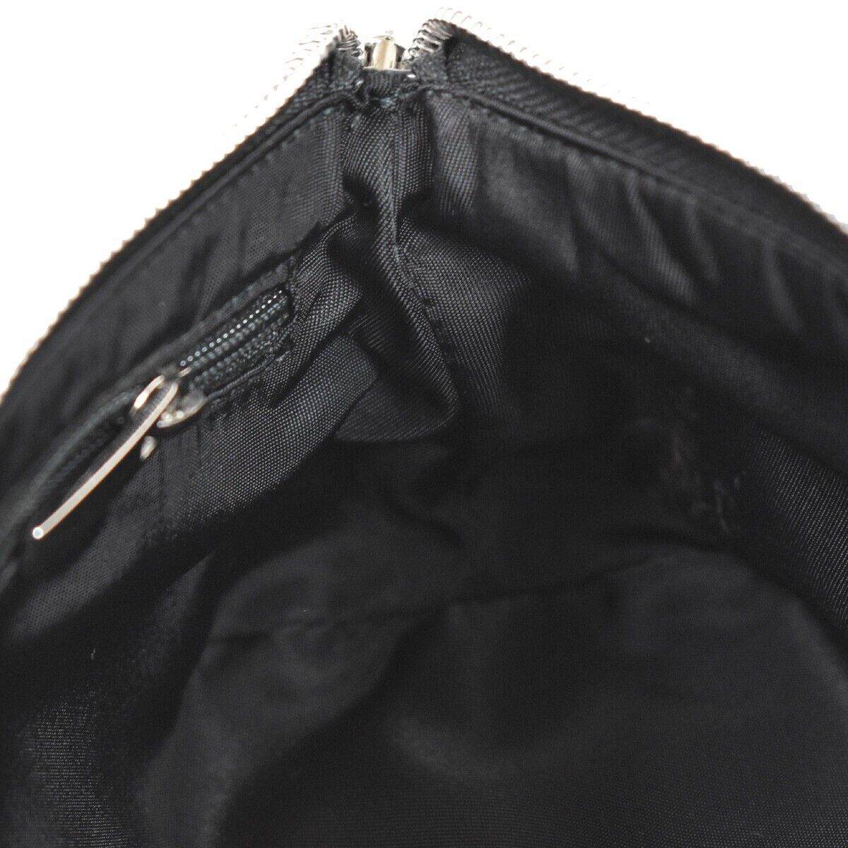 SALVATORE FERRAGAMO Vara Vanity Pouch Case Nylon Patent Leather Black 07GA588