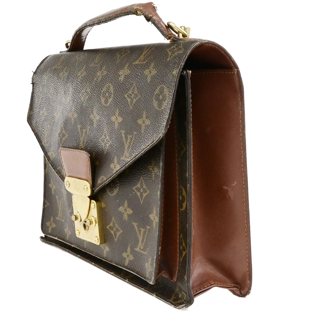 LOUIS VUITTON Monceau 28 Hand Bag Monogram Leather Brown France M51185 02SJ533