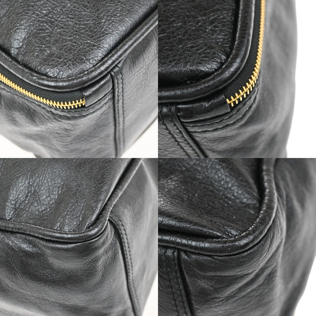 BALENCIAGA Blanket Square Medium 2Way Shoulder Hand Bag Leather Black 79RF362