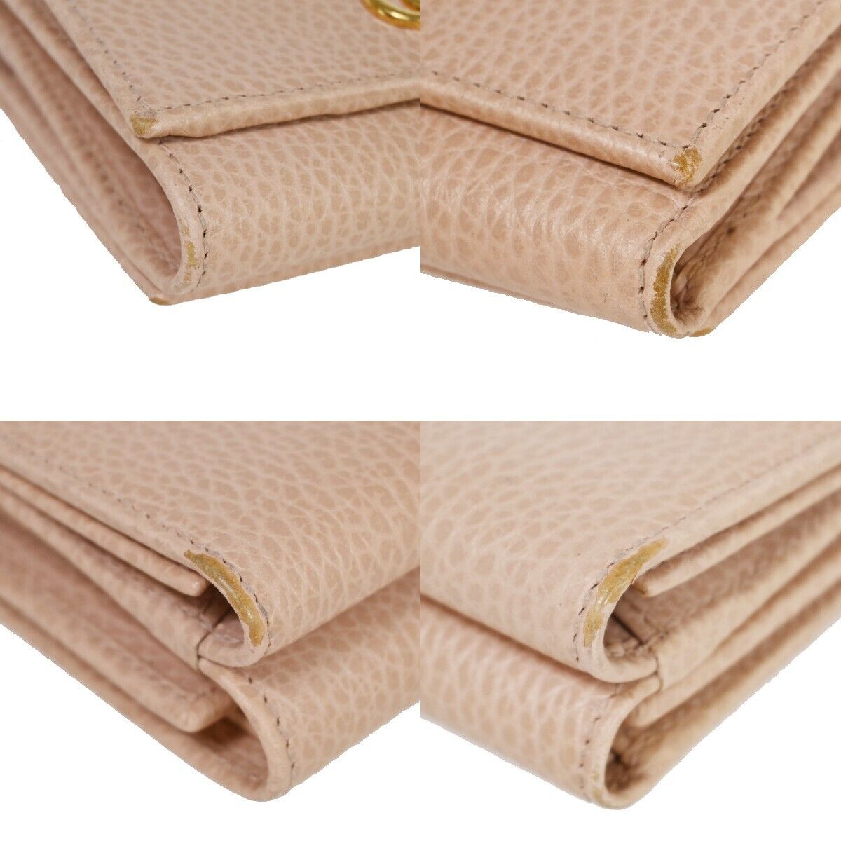 GUCCI GG Logo Marmont Trifold Wallet Purse Leather Pink Made In Italy 65KA092