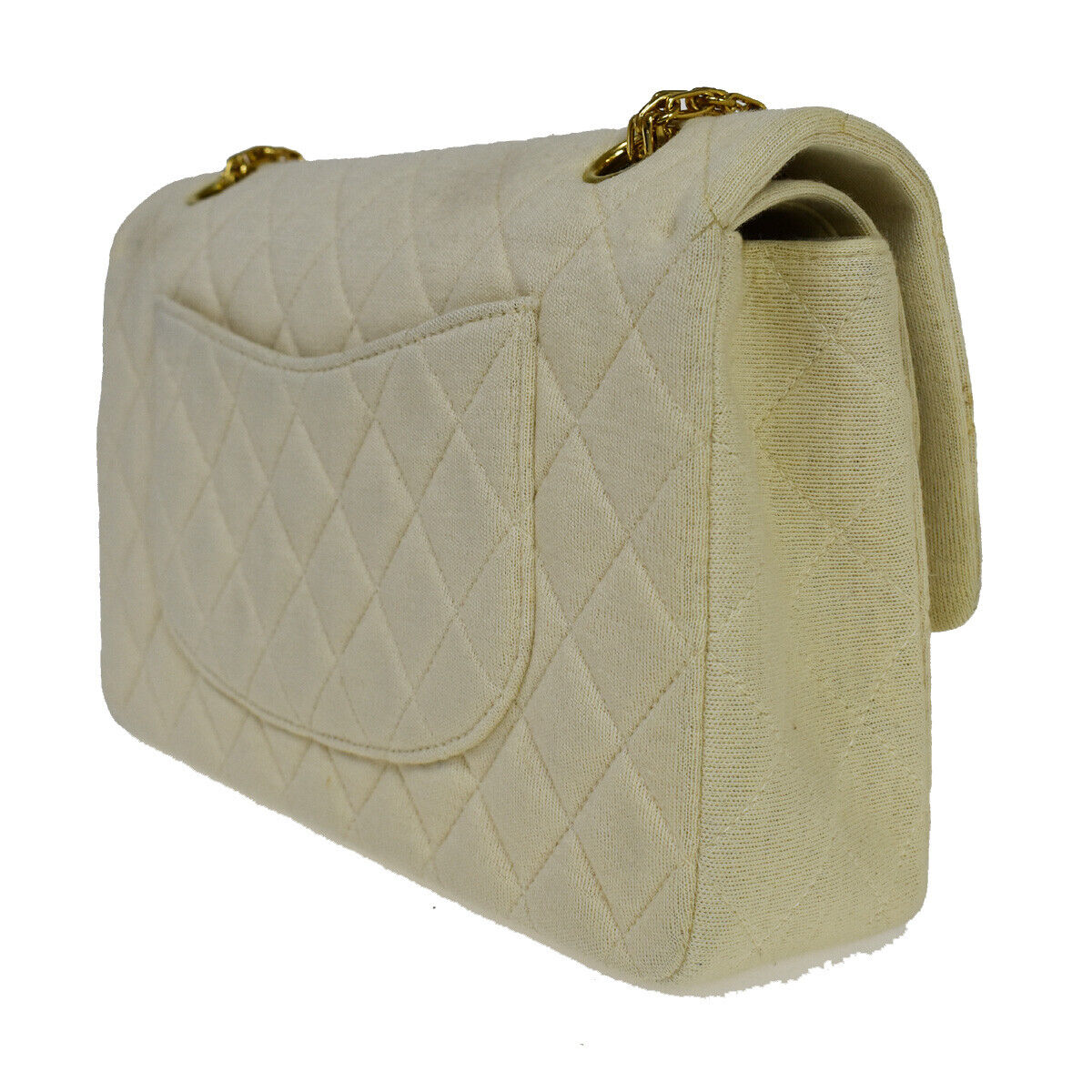 CHANEL CC Matelasse 25 Double Flap Chain Shoulder Bag Canvas Leather IY 332RJ544