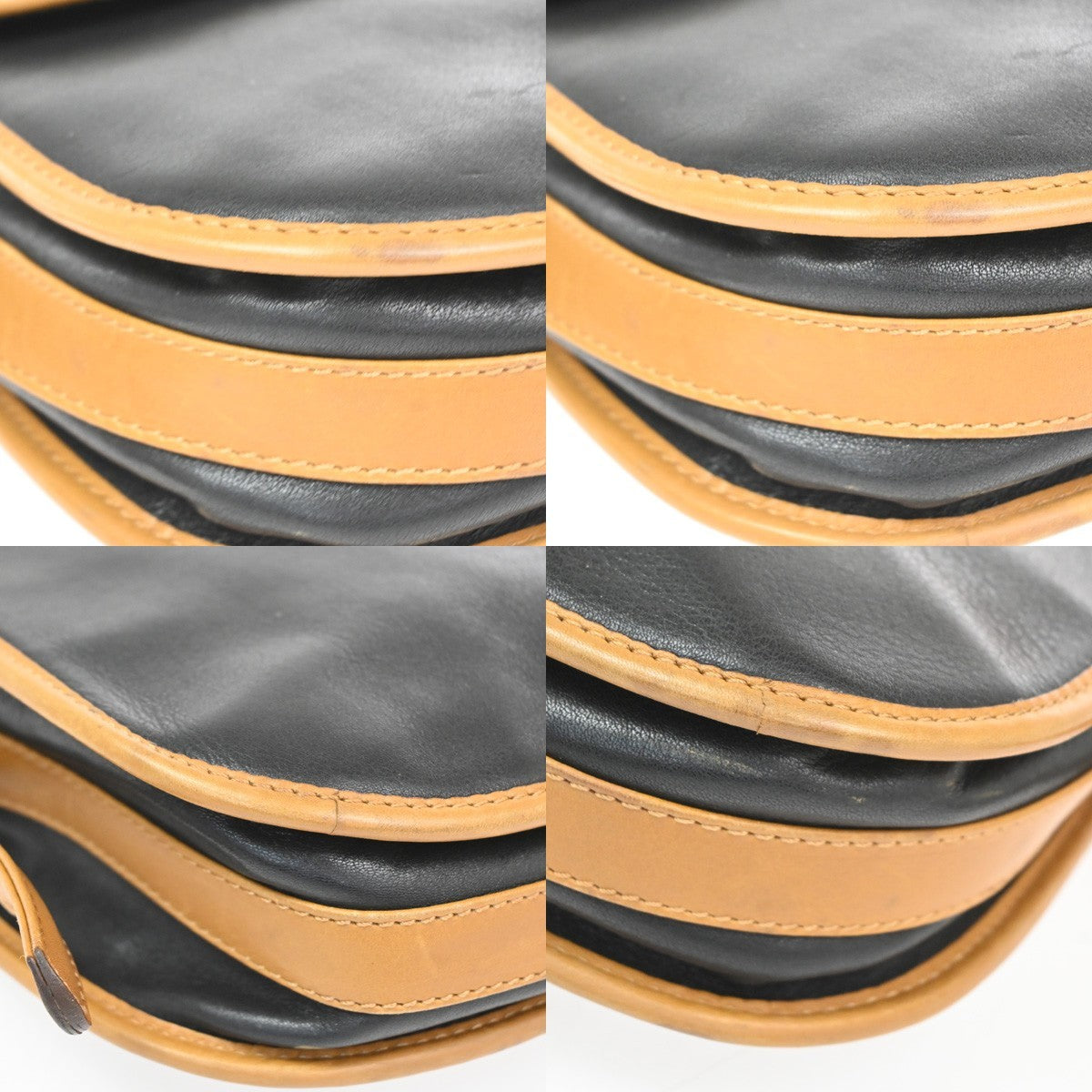 CELINE Logo Crossbody Shoulder Bag Leather Black Brown GHW Italy  66TA664