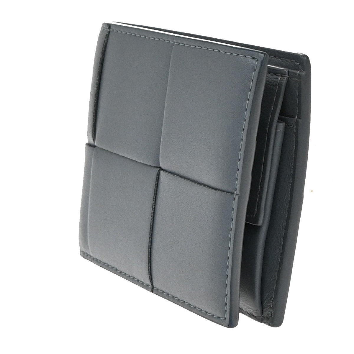 BOTTEGA VENETA Logo Cassette Bifold Compact Wallet Leather Gray Italy 31RP158