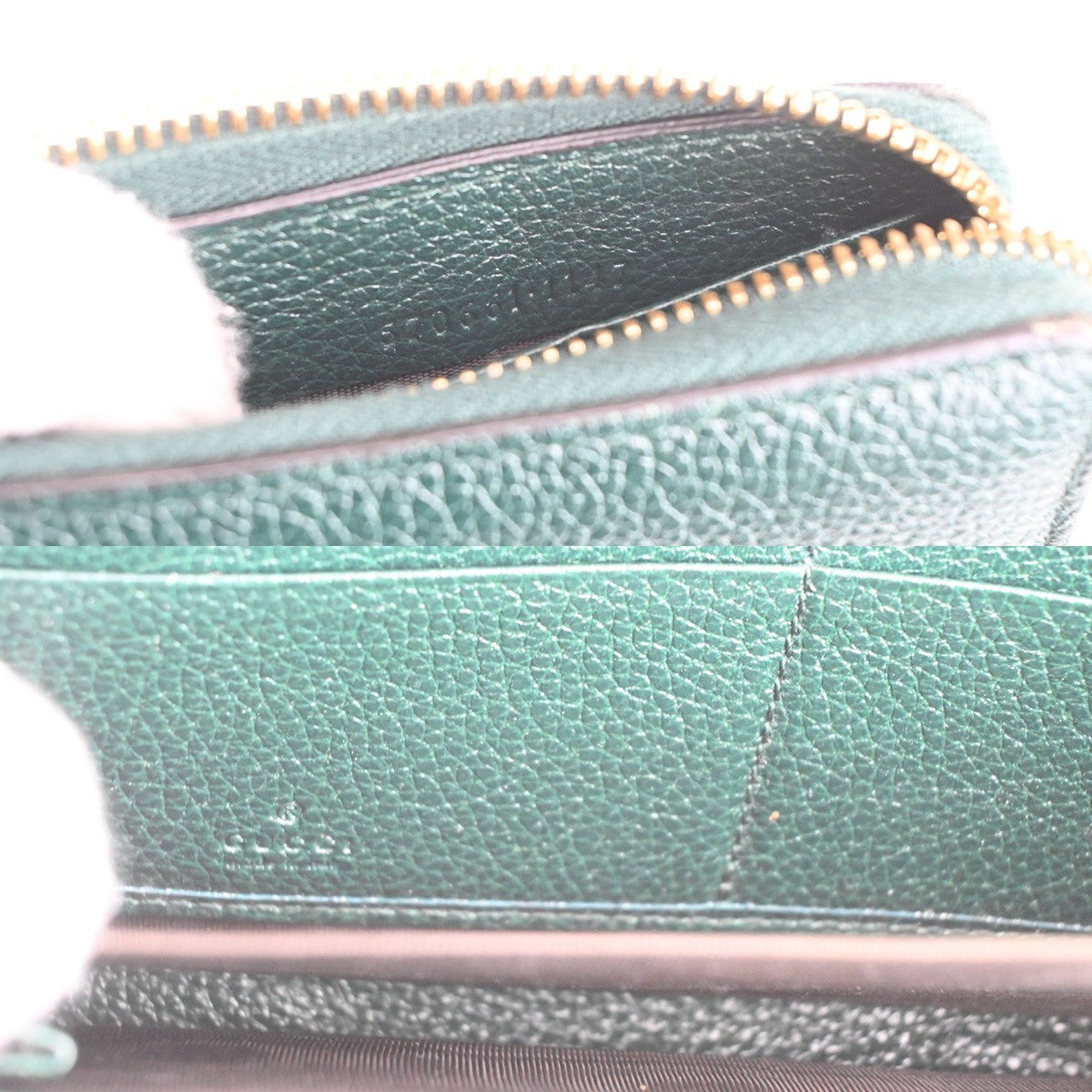 GUCCI G Horsebit Zip-around Long Wallet Leather Green GHW Italy 69CA415