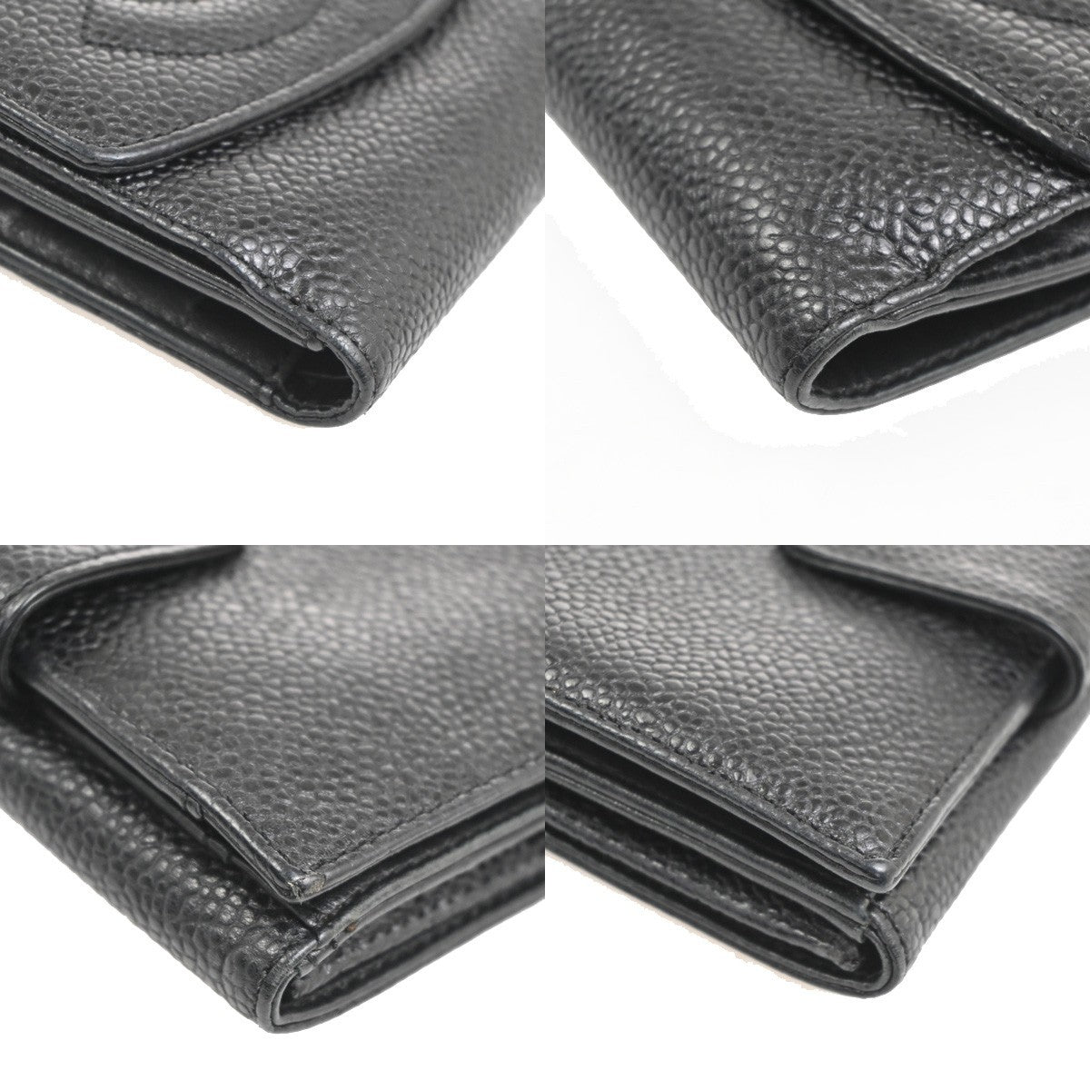 CHANEL CC Bifold Wallet Purse Grained Calfskin Leather BK Italy Vintage 39YJ020