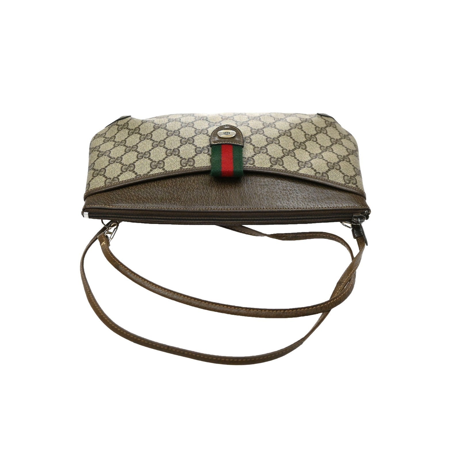 GUCCI Logo GG Pattern Sherry Shoulder Bag PVC Leather Brown Italy 61KD147