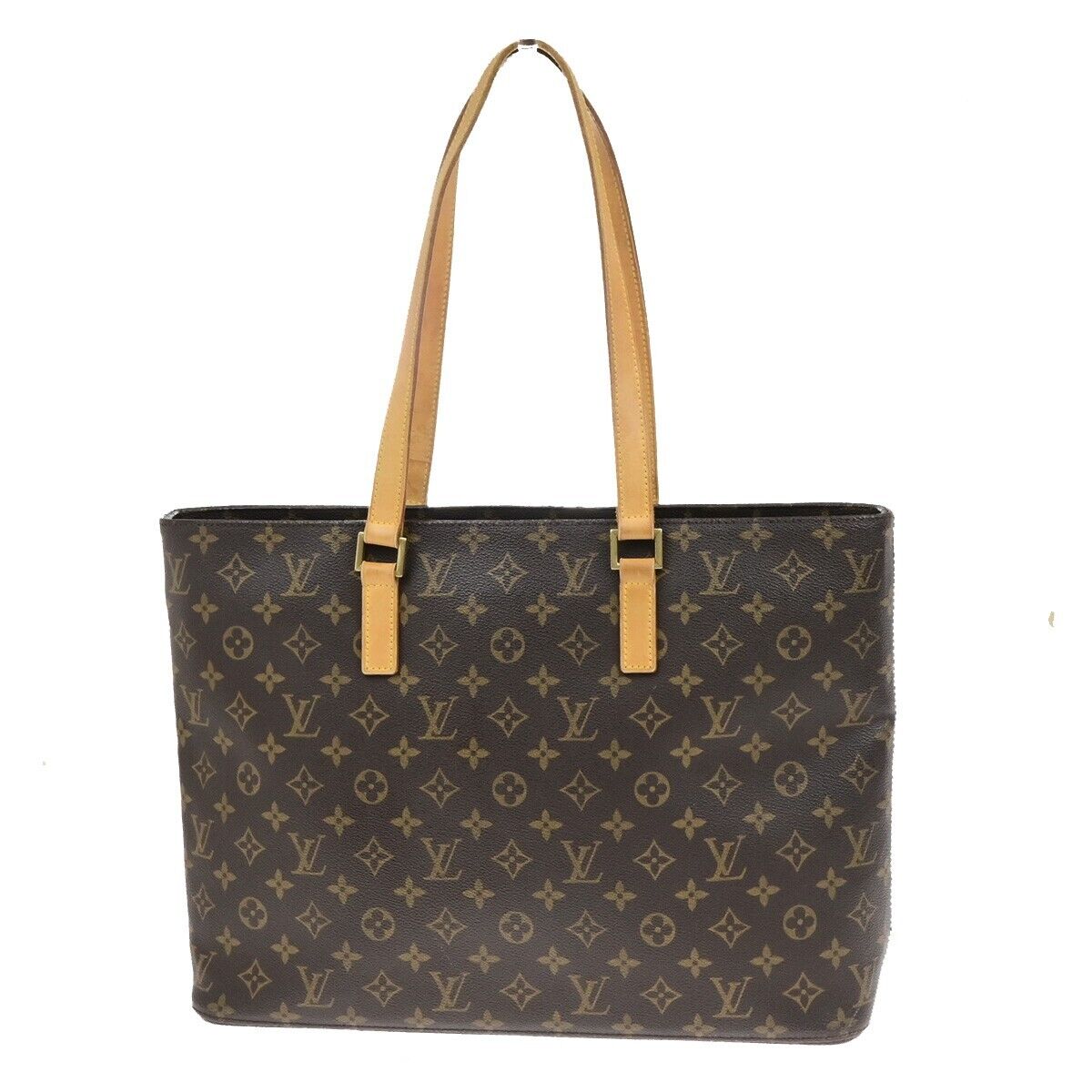 LOUIS VUITTON Logo Luco Shoulder Tote Bag Monogram Leather Brown M51155 34ED939