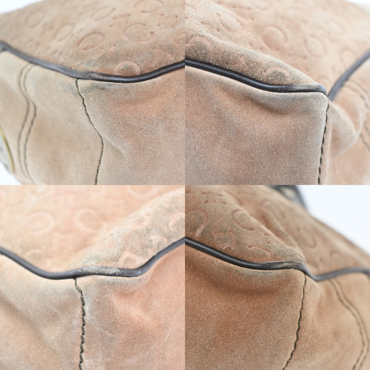 CELINE Logo Boogie C Macadam Hand Bag Suede Leather Brown GHW Italy 31KP552