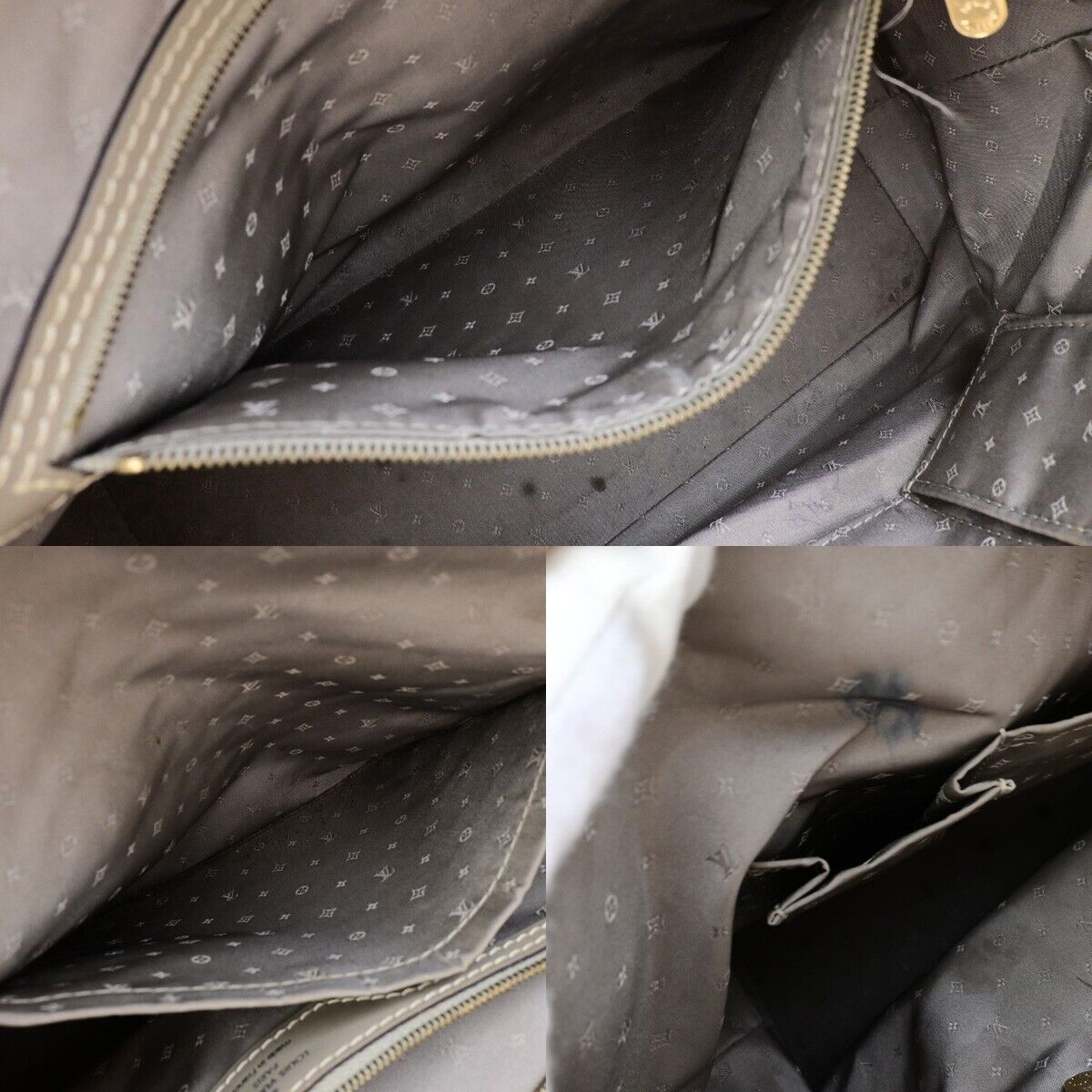 LOUIS VUITTON LV Logo Lockit Hand Bag Suhali Leather Gray GHW M91790 89ED054