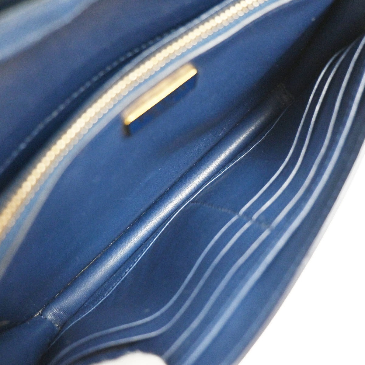PRADA MILANO Logo Bow 2Way Shoulder Clutch Bag Saffiano LUX Leather Blue 87RF248