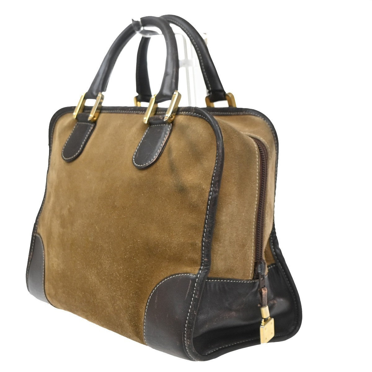 LOEWE Logo Anagram Amazona 32 Hand Bag Suede Leather Beige GHW Spain 38MA556