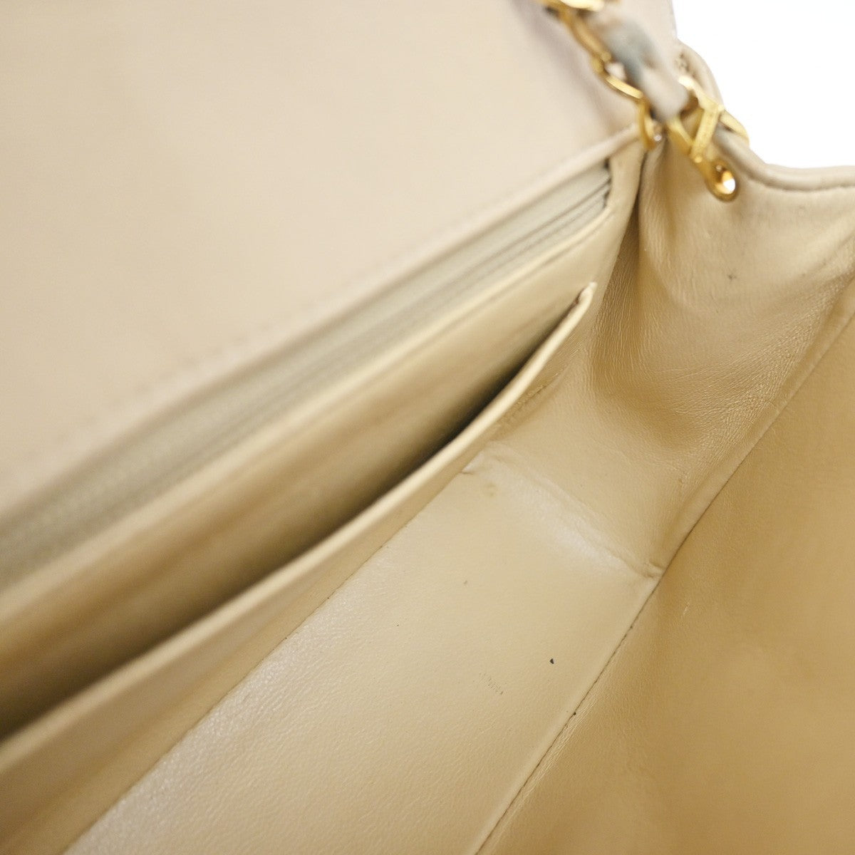 CHANEL CC Diana Matelasse 22 Chain Shoulder Bag Leather Beige Vintage 397RF995