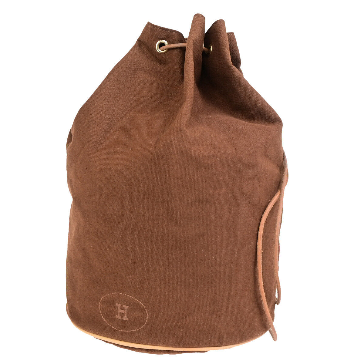 HERMES H Logo Polochon Mimile Shoulder Bag Cotton Leather BN GHW France 35YG636