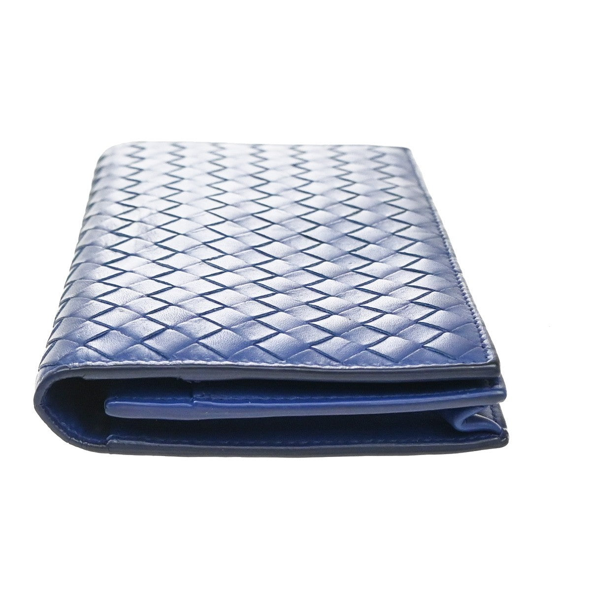 BOTTEGA VENETA Logo Intrecciato Long Bifold Wallet Leather Blue SHW 39KB006