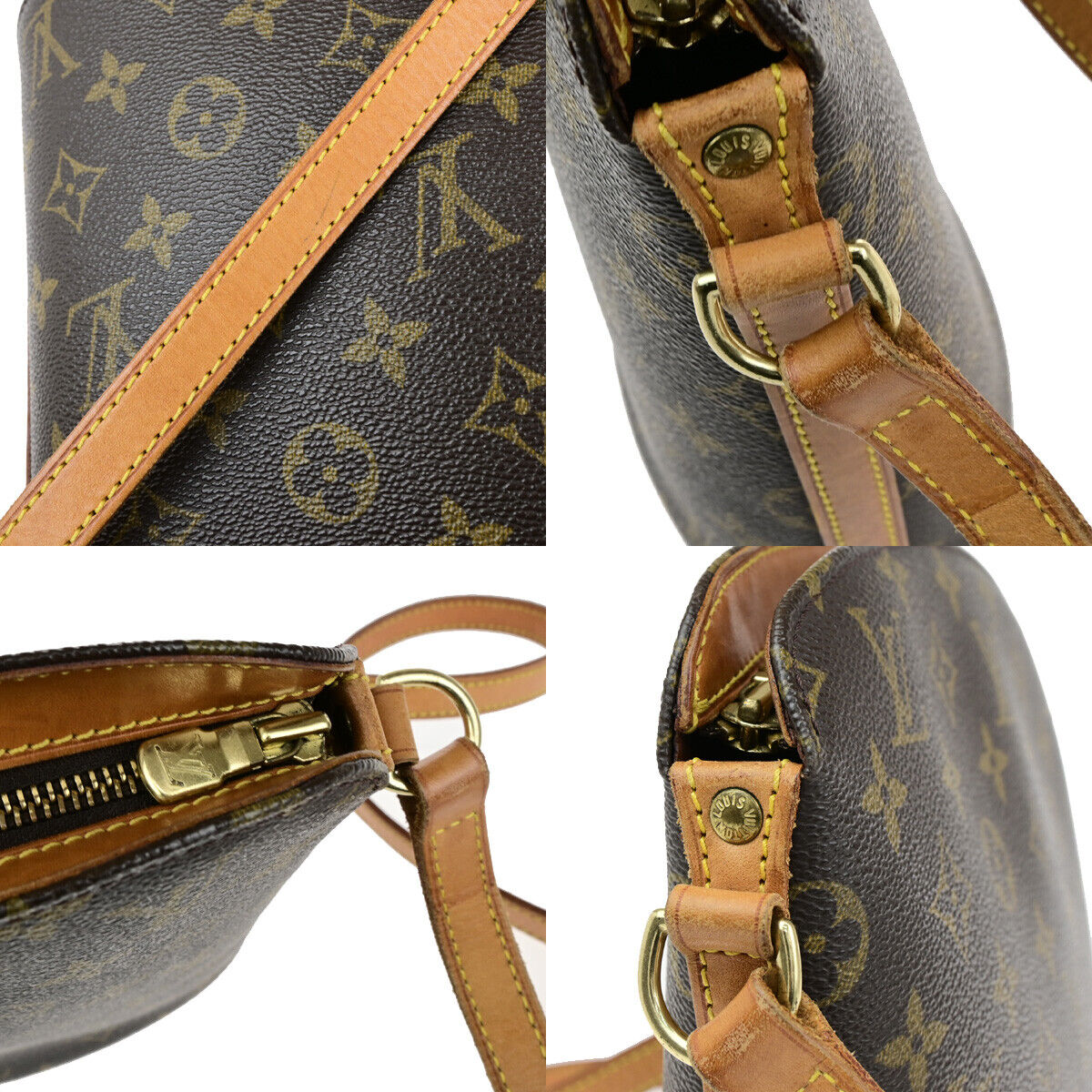 LOUIS VUITTON Logo Drouot Shoulder Bag Monogram Leather Brown M51290 73YG629