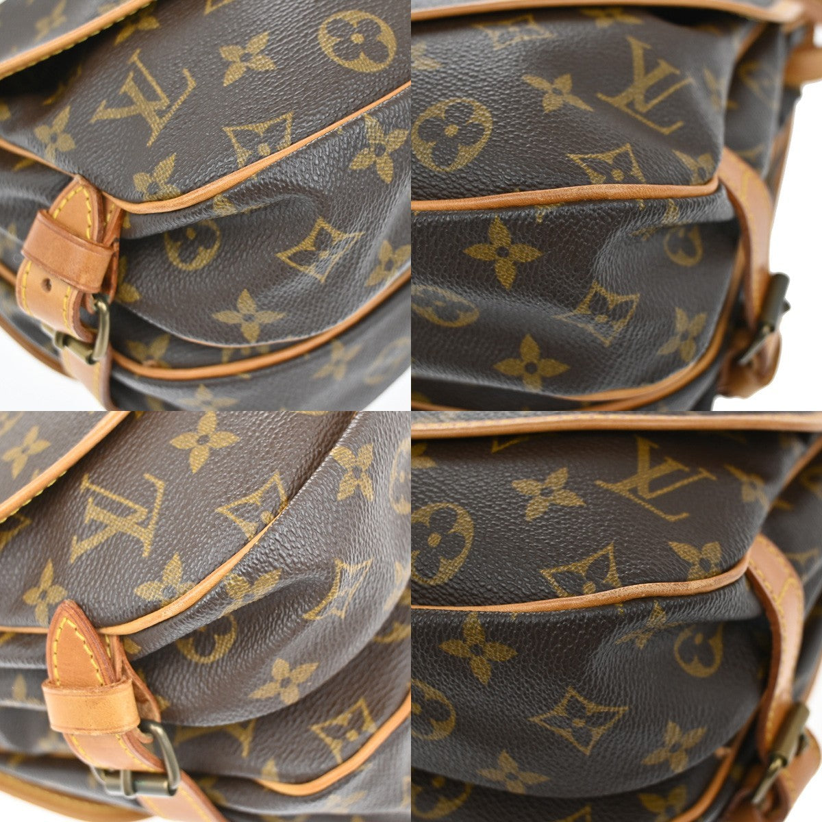 LOUIS VUITTON Logo Saumur 30 Shoulder Bag Monogram Leather Brown M42256 16KB413