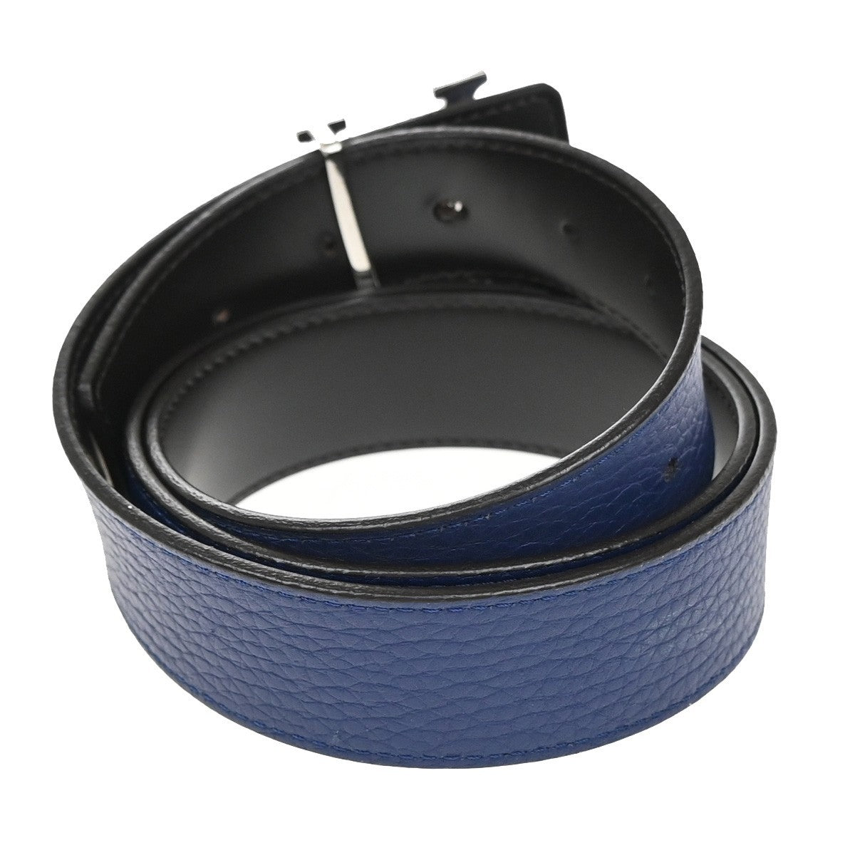 LOUIS VUITTON Logo Ceinture LV Initial Belt Taurillon Leather Blue N1012 31KP197