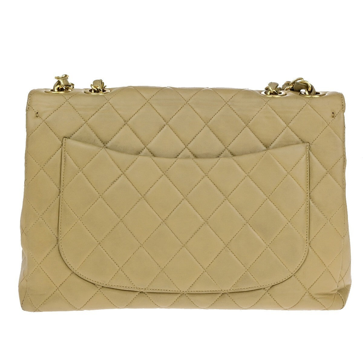 CHANEL CC Matelasse 30 Chain Shoulder Bag Leather Beige GHW Vintage 309RK218