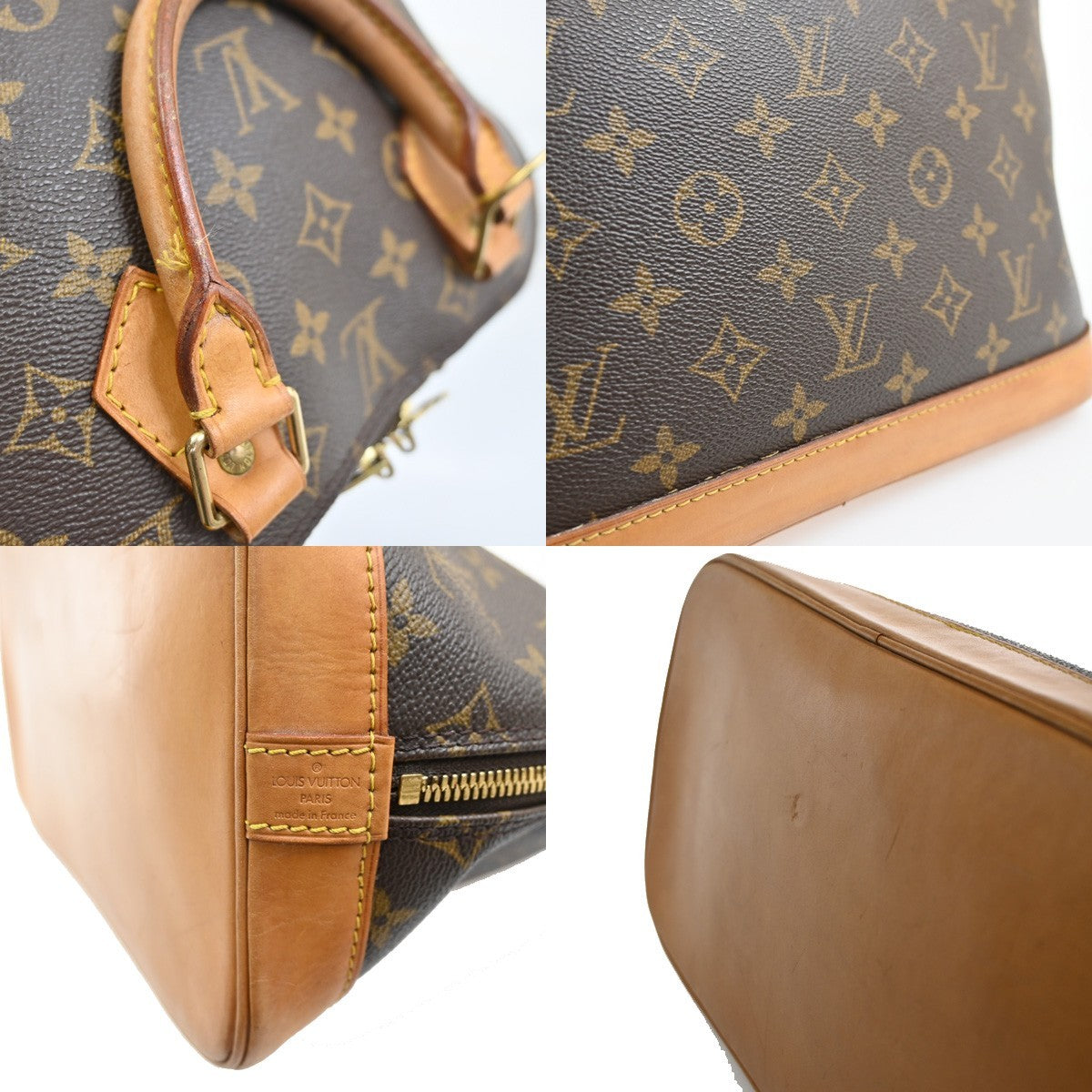LOUIS VUITTON LV Logo Alma Hand Bag Monogram Leather Brown France M51130 84SA062
