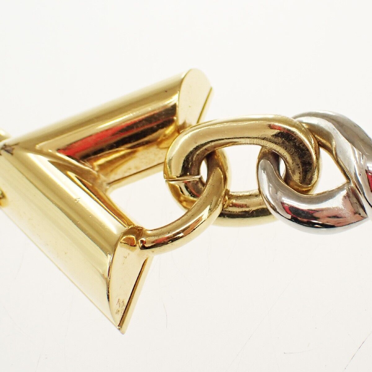 LOUIS VUITTON Logo Chain Long Necklace Gold Silver Italy M62837 87YG573