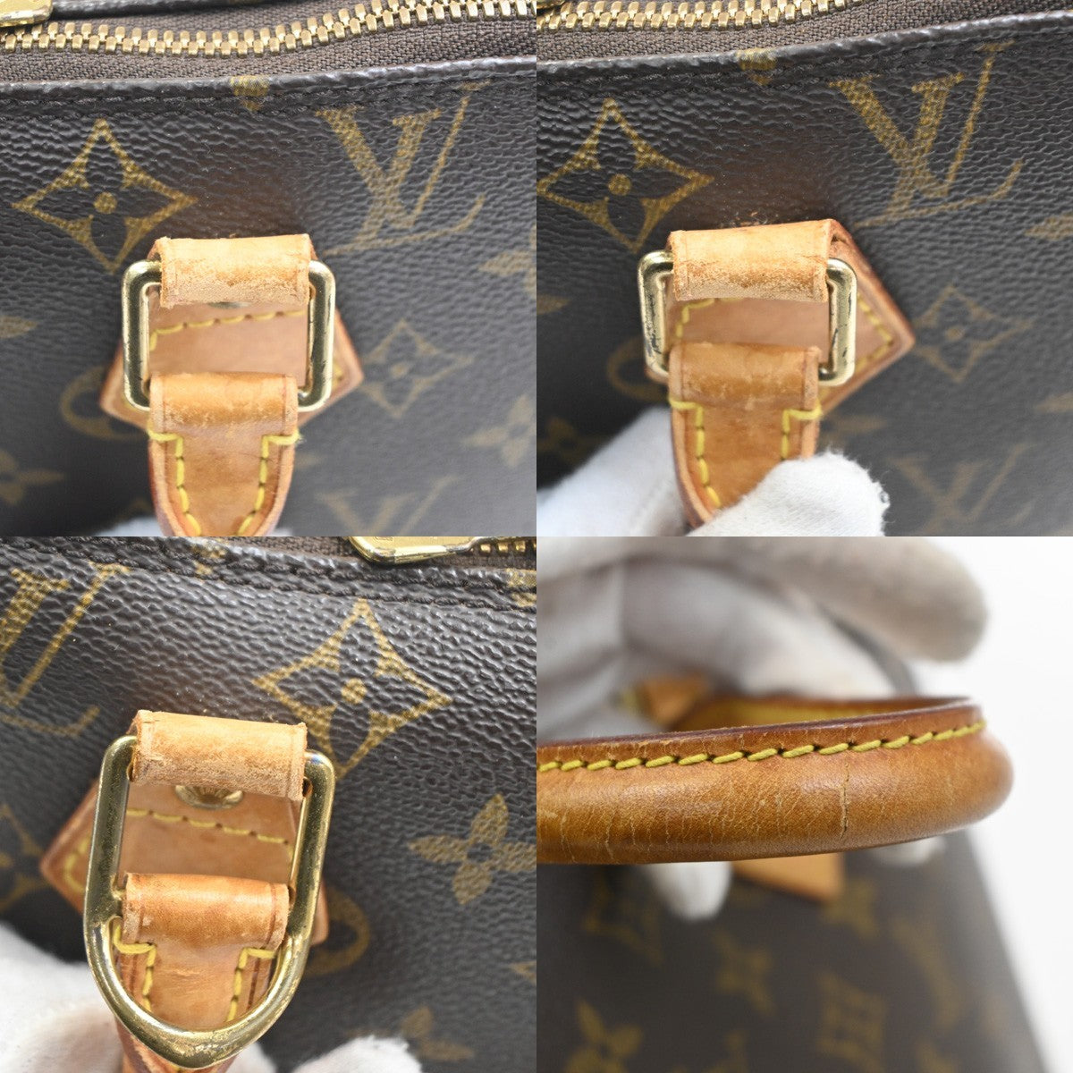 LOUIS VUITTON LV Logo Alma Hand Bag Monogram Leather Brown France M51130 34MA280