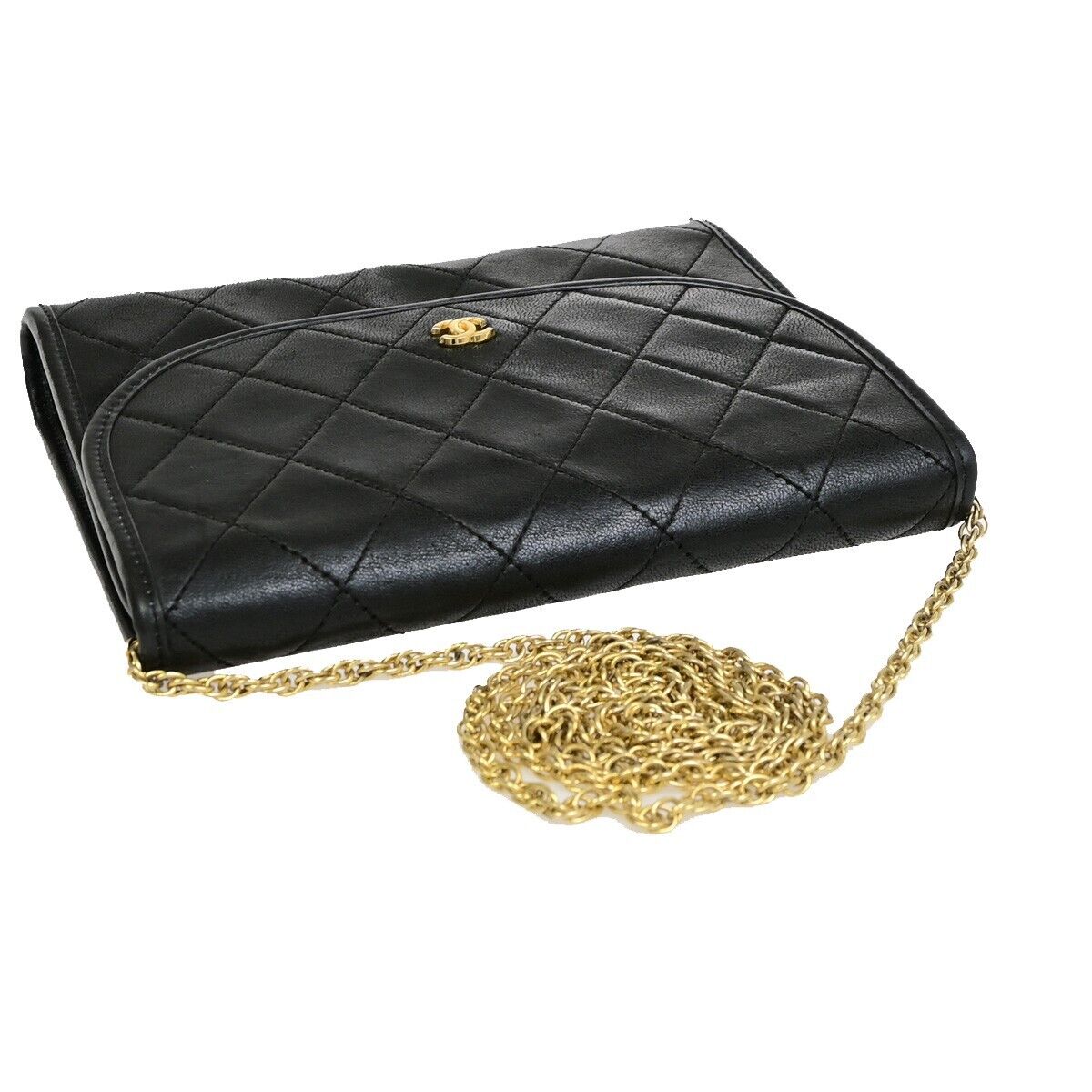 CHANEL CC Logo Mini Matelasse Chain Shoulder Bag Leather Black GHW 600RF228