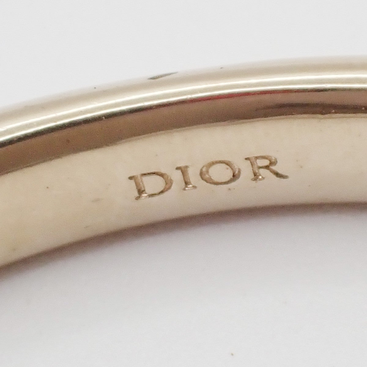 CHRISTIAN DIOR Logo Sphere Bangle Size S Black Enamel Gold 05KP448