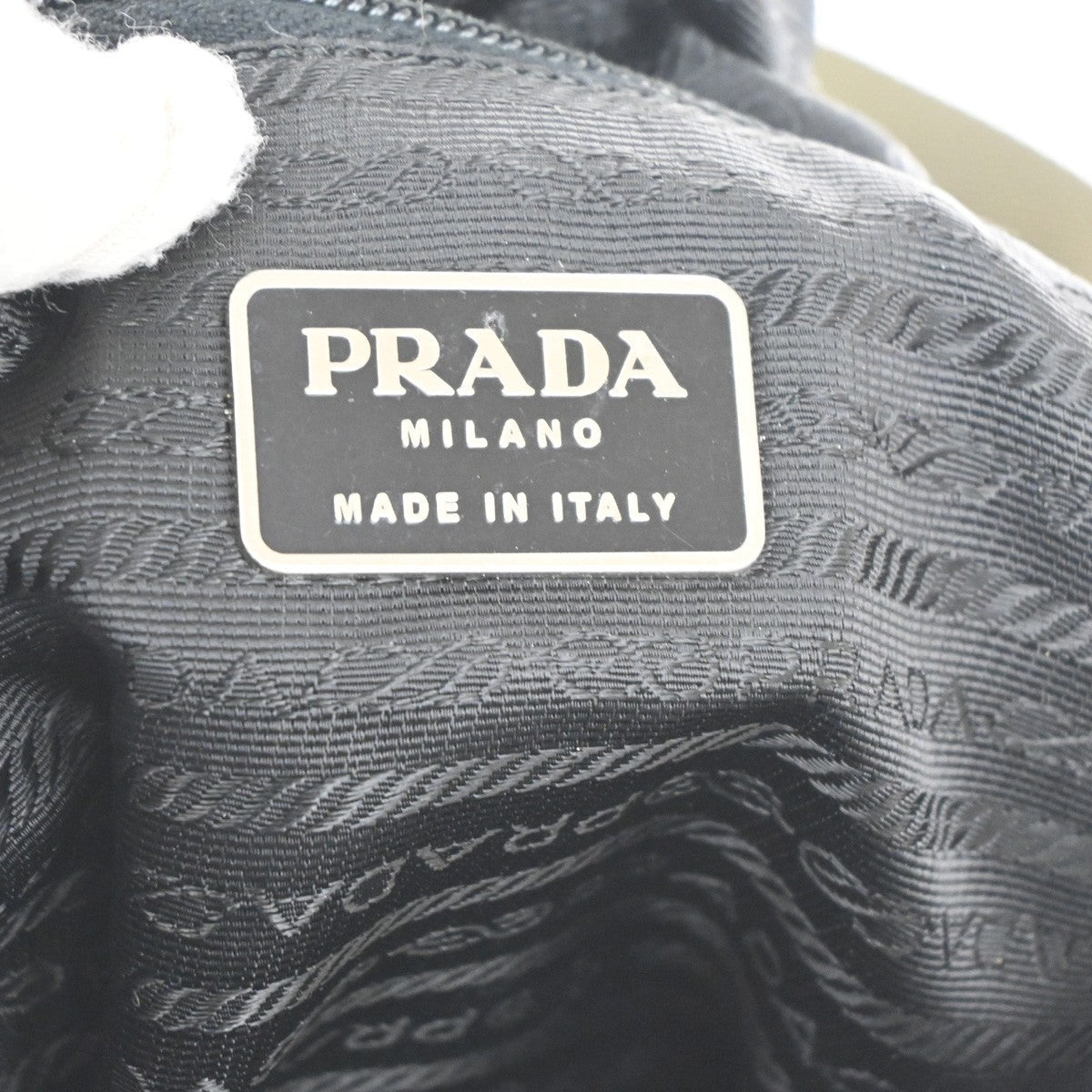 PRADA Logo Shoulder Hand Bag Nylon Leather Khaki Green 62TA556