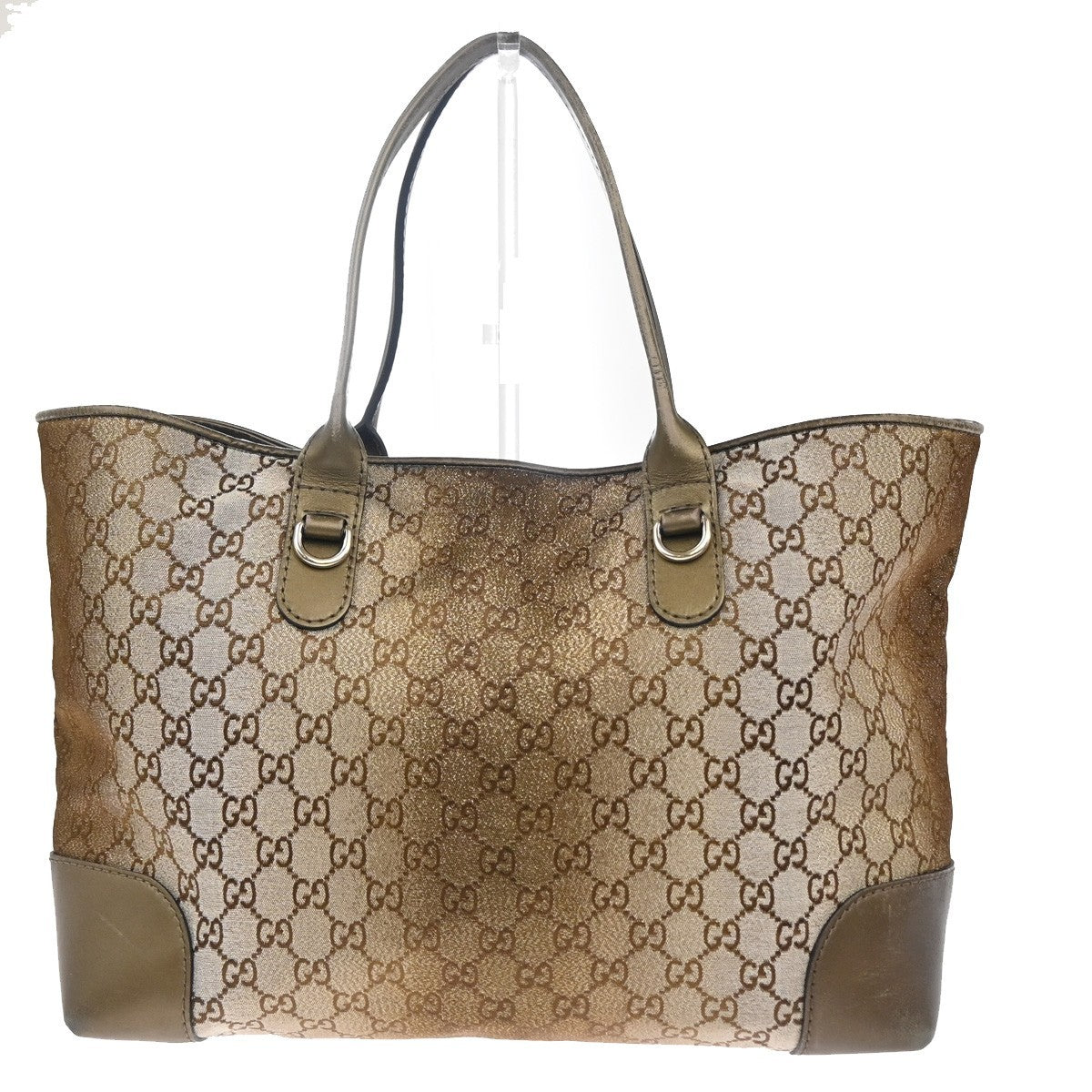 GUCCI GG Pattern Heart Bit Shoulder Bag Lurex Canvas Leather Brown Italy 31KC625