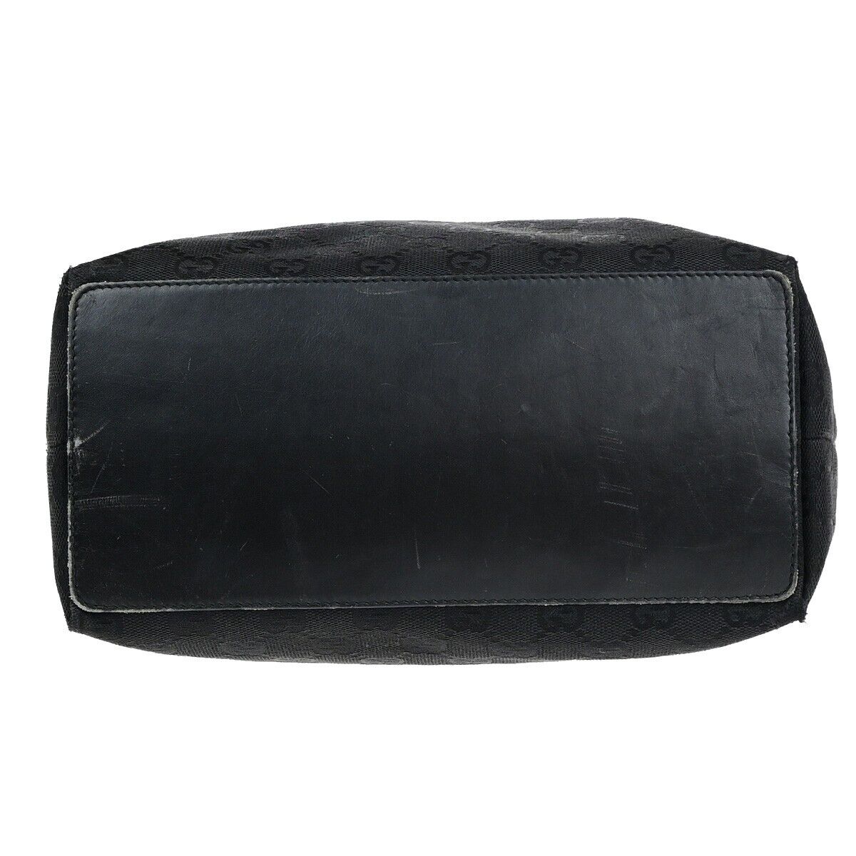 GUCCI Logo GG Pattern Shoulder Tote Bag Canvas Leather Black GHW Italy 62EC530