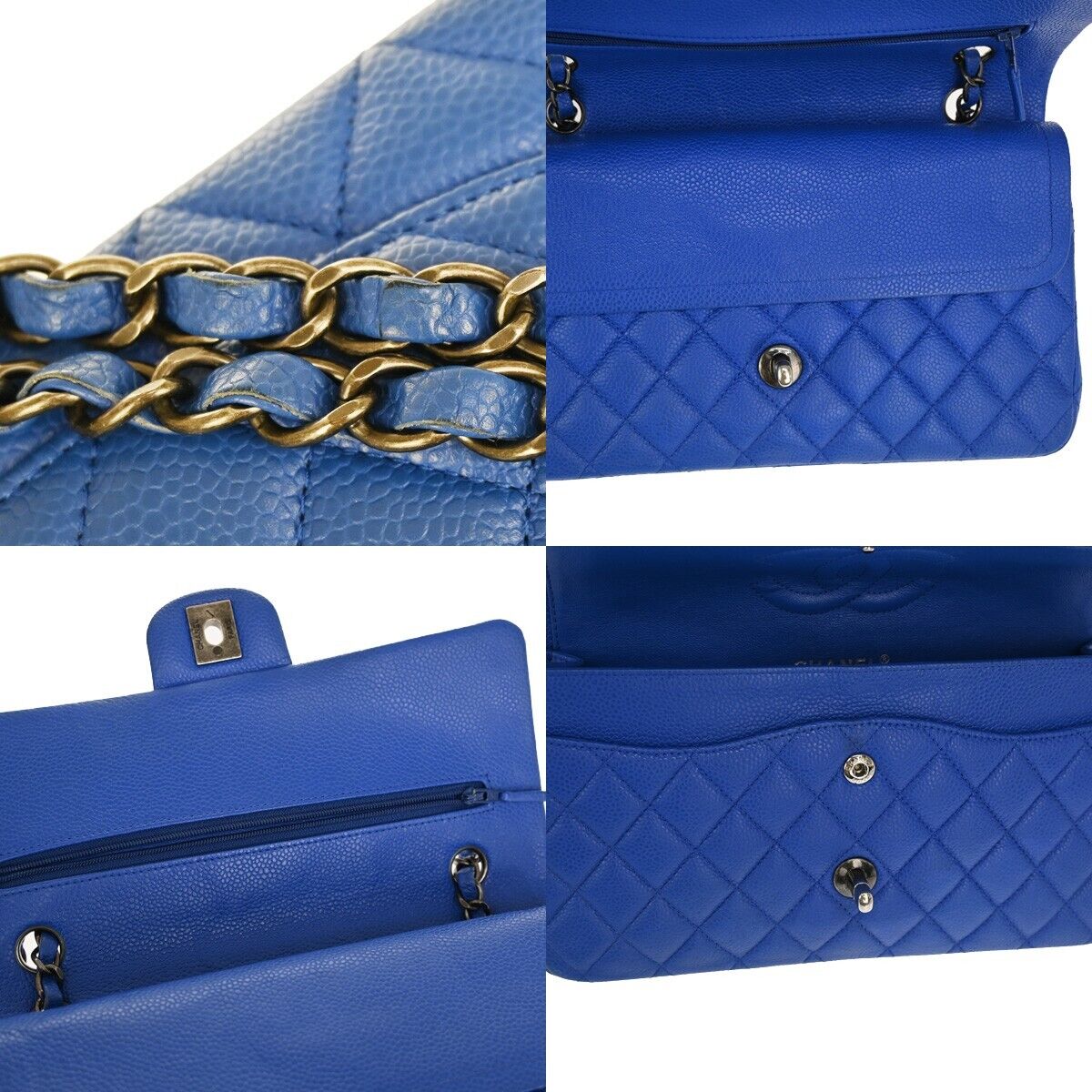 CHANEL CC Matelasse 25 Double Flap Chain Shoulder Bag Cavia Leather BE 990RJ356
