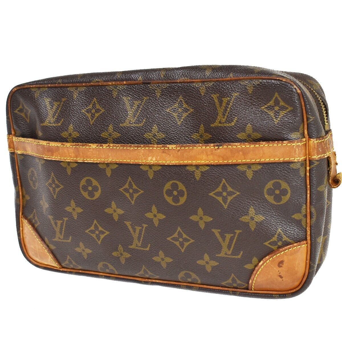 LOUIS VUITTON Compiegne 28 Clutch Bag Monogram Leather Brown GHW M51845 65EA823