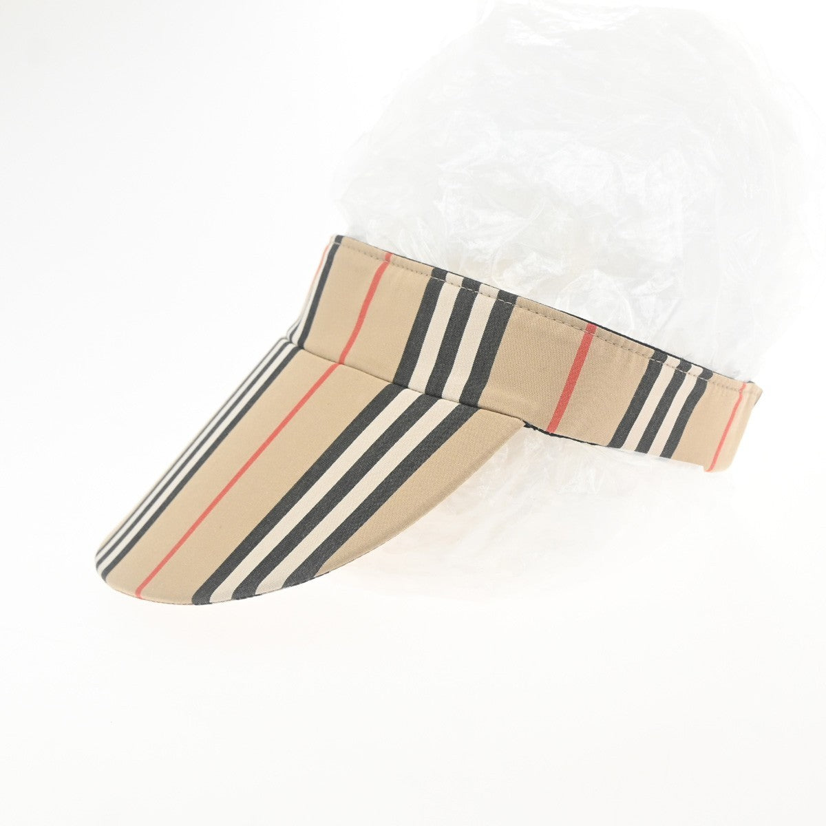 BURBERRY Logo Stripe Visor Hat Size 54-61 Canvas Brown 02RP157