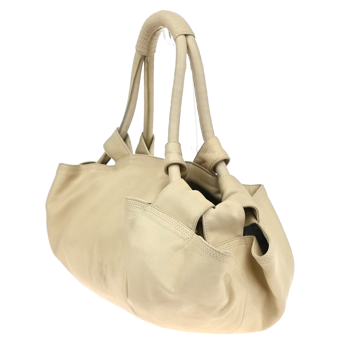 LOEWE Logo Anagram Nappa Aire Shoulder Hand Bag Leather Ivory SHW Spain 80YH882
