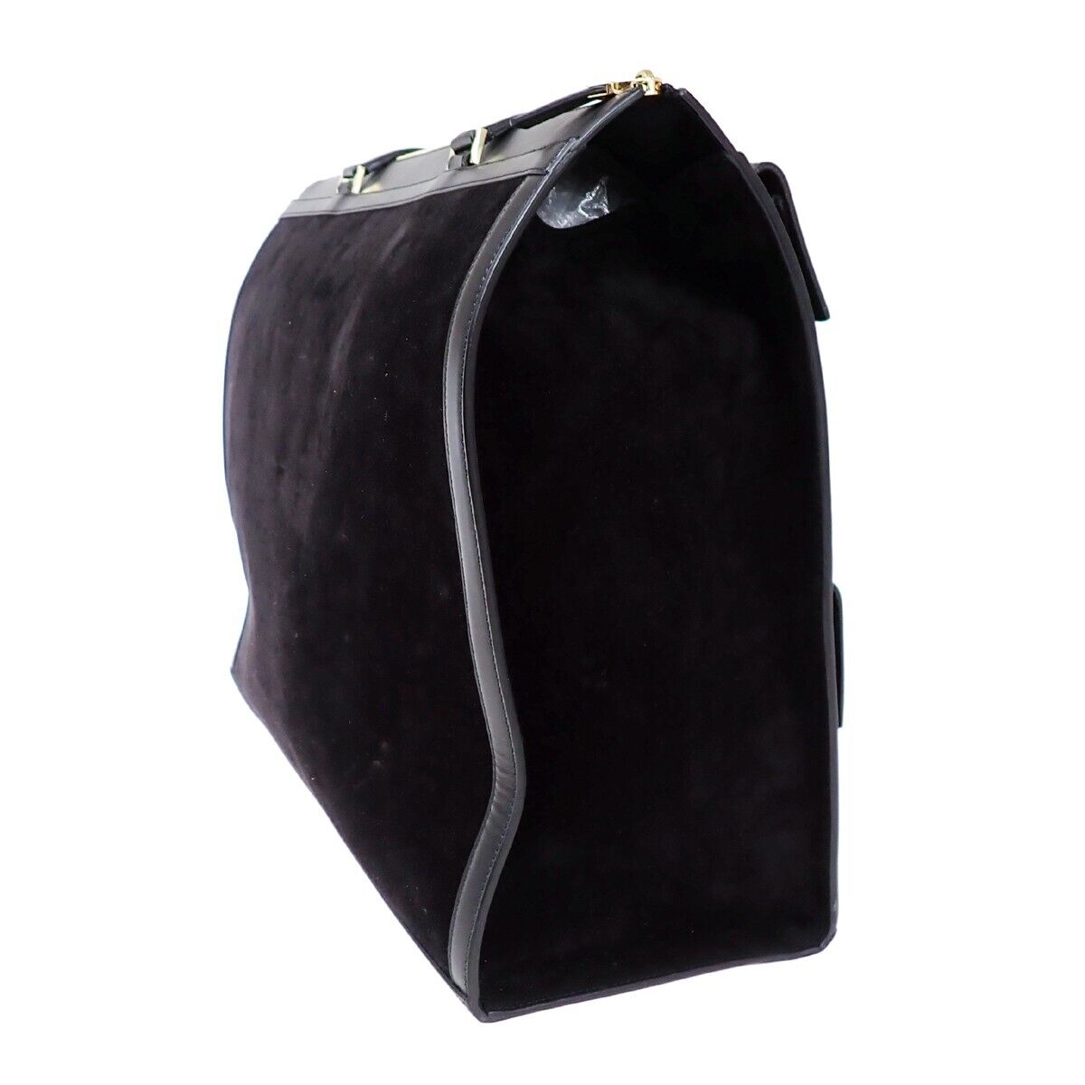 RARE! SALVATORE FERRAGAMO Gancini Shoulder Bag Suede Leather Black Italy 30HB115