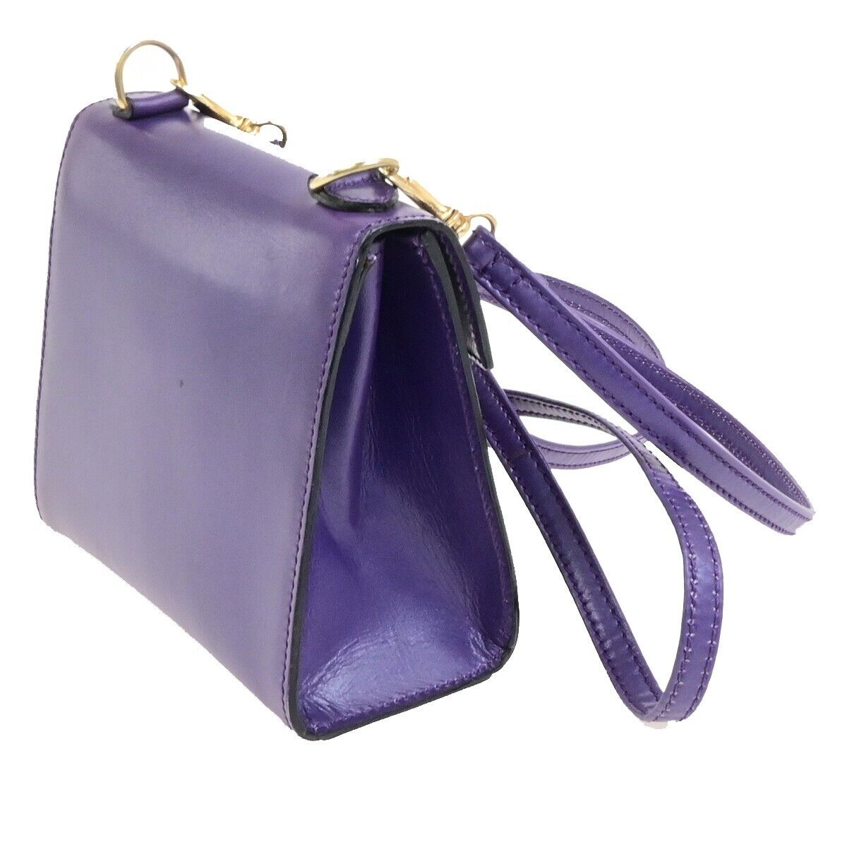 CELINE Logo Mini Shoulder Bag Leather Purple GHW Made In Italy 82FB516